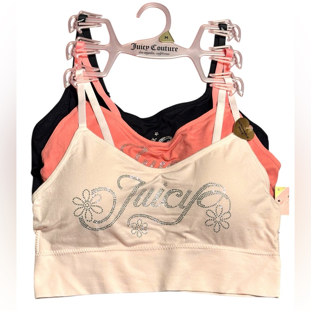 NWT•Juicy Couture Adjustable Sports Bra 3 piece Set